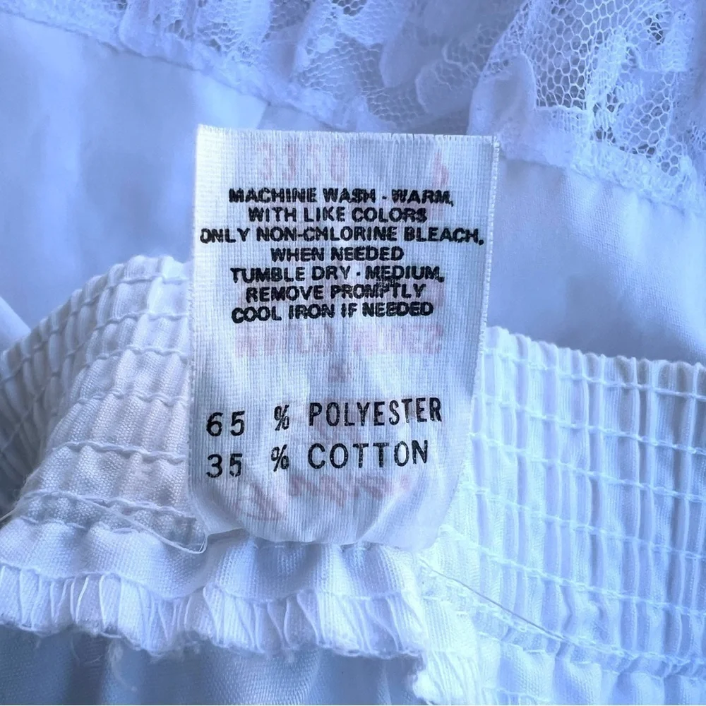 Vintage White Square Dance Full Round Dance Skirt white lace trimmed Women’s XS